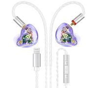 Vibes 202ML Wired Earbuds - HiFi in Ear Headphones - Noise-Isolating Ear Buds w/ Mic - Clear Sound, Deep Bass, Comfort-Fit Earphones - MMCX-Lightning for iPhone 5-14, Silver Plated Cord, Carrying Case