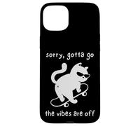 Vibes Are Off Funny Cat Skateboard Introvert Sarcastic Humor Case for iPhone 15 Plus