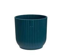 Vibes Fold Round Flower Plant Pot - 100% Recycled Matte Plastic - Planter for Indoor Outdoor - Garden Living Home Decoration - Modern Nordic Style Lightweight (Deep Blue/Navy, 25cm)