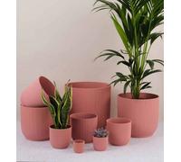 Vibes Fold Round Plant Pot Indoor Home Decorative Flower Herb Planter Embossed Design Recycled Plastic 18Cm Delicate Pink