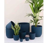 caprican Vibes Blue 16cm Plant Pot - Stylish Indoor & Outdoor Flower Pots for Small Plants, Cute Plastic Planter Pots for Houseplants Decorative Flower Pot for Home, Garden & Outdoor Use (Deep Blue)