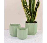 Vibes Fold Round Plant Pot Indoor Home Decorative Flower Herb Planter Embossed Design Recycled Plastic 9Cm Sorbet Green
