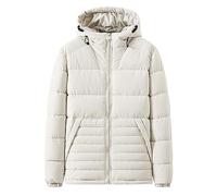 Vibes Men’s Winter Padded Jacket, Lightweight Puffer High Neck Bubble Coat Jacket (XL, Off-White)