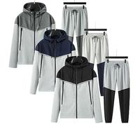 Vibes Men's Double shade Premium design tracksuit set with Zipped Pocket, Scuba Polyester Tracksuit, Ribbed Cuff Sweatshirts and Blend Joggers, Gift for Him (L, Black)