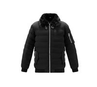 Vibes Men's Insulated Puffer Bomber Jacket - 100% Polyester, Mens Multi-Pocket Utility Coat, Faux Fur Collar, Warm and Windproof Jacket for Men (UK, Alpha, L, Regular, Regular, Black)