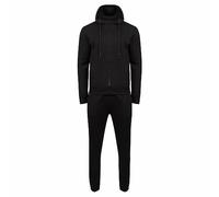 Vibes New Men's Plain Hooded Tracksuit Set with Zippered Hoodie and Joggers with Ultimate Comfort in Style (M, Black)