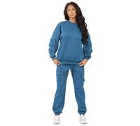 Vibes Tracksuit Womens Full Set Lounge Wear Sets 2 Piece Ladies Tracksuits Long Sleeve Activewear pullover Tops Trousers Sets Casual Tracksuit Autumn Winter (UK, Alpha, S, M, Regular, Regular, Denim)