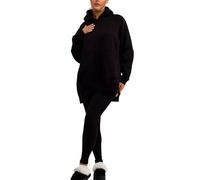 Vibes Women's Oversized Hooded Sweatshirt & Leggings Set Women Comfortable Lounge Ladies Tracksuit for Exercise Gym Yoga Running and Everyday Wear (UK, Alpha, M, L, Regular, Regular, Black)