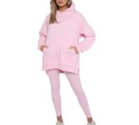 Vibes Women's Oversized Hooded Sweatshirt & Leggings Set Women Comfortable Lounge Ladies Tracksuit for Exercise Gym Yoga Running and Everyday Wear (UK, Alpha, L, XL, Regular, Regular, Pink)