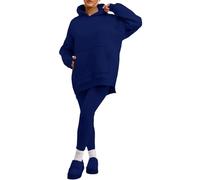 Vibes Women's Oversized Hooded Sweatshirt & Leggings Set Women Comfortable Lounge Ladies Tracksuit for Exercise Gym Yoga Running and Everyday Wear (UK, Alpha, L, XL, Regular, Regular, Navy)