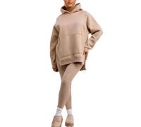 Vibes Women's Oversized Hooded Sweatshirt & Leggings Set Women Comfortable Lounge Ladies Tracksuit for Exercise Gym Yoga Running and Everyday Wear (UK, Alpha, M, L, Regular, Regular, Beige)
