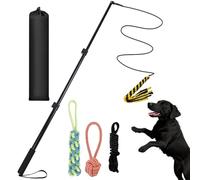 VibeVerve Retractable Flirt Pole for Dogs - 40in Extendable Dog Training Toy with Durable Rope, Interactive Chase Stick for Small/Medium/Large Dogs Indoor & Outdoor Exercise