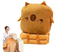 Vibhgtf Capibara Plush Cushion - Capibara Shape with Cartoon Stuffed Blanket | Plush Hand Warmer Comfortable Pillow for Working, Sleeping and Reading