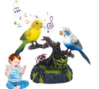 Vibhgtf Control Voice Parrots, Audio-Activated Parakeet Repeats What You Say on a Desk with Tree Branches and in the Garden, Talk, Realistic Song and Twitter