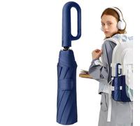 Vibhgtf Strongest Windproof Umbrella - Compact Inverted, Carbine Automatic Handle | Folding Mini Travel Windproof, Rain Folding Automatic Light, L, Navy blue, Consulte la descripción
