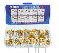 VIBICCK 10 Values 300pcs Monolithic Ceramic Capacitor Assortment Kit 10pF 20pF 30pF 47pF 56pF 68pF 100pf 1NF 10NF 100NF