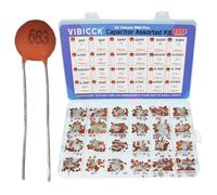 VIBICCK 24 Values 960Pcs 2pF-0.1uF 50VCeramic Capacitor Assortment Kit Range DIP Monolithic Multilayer Ceramic Chip DIY Electronic Capacitors with Box