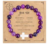 VIBILIA Beaded Bracelets for Women, Inspirational Cross Bracelet for Women, Natural Gemstone Jesus Bracelet, Christian Gifts for Mom, Daughter, Wife, Sister, Friend Birthday Mother's Day, One size