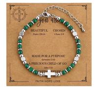 VIBILIA Beaded Bracelets for Women, Inspirational Cross Bracelets for Women, Natural Gemstone Jesus Bracelet, Christian Gifts for Mom, Daughter, Wife, Sister, Friend Birthday Mother's Day, One size