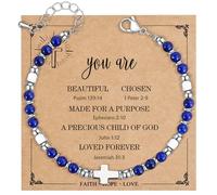 VIBILIA Beaded Bracelets for Women, Inspirational Cross Bracelets for Women, Natural Gemstone Jesus Bracelet, Christian Gifts for Mom, Daughter, Wife, Sister, Friend Birthday Mother's Day, One size