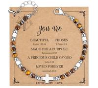VIBILIA Beaded Bracelets for Women, Inspirational Cross Bracelets for Women, Natural Gemstone Jesus Bracelet, Christian Gifts for Mom, Daughter, Wife, Sister, Friend Birthday Mother's Day, One size