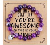 VIBILIA Beaded Bracelets for Women, Inspirational Heart Bracelet for Women, Natural Gemstone Love Bracelets, Trendy Jewelry Gifts for Mom, Daughter, Wife, Sister, Friend Birthday Mother's Day, One