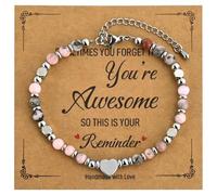 VIBILIA Beaded Bracelets for Women, Inspirational Heart Bracelets for Women, Natural Gemstone Love Bracelets, Unique Gifts for Mom, Daughter, Wife, Sister, Friend Birthday Mother's Day, One size