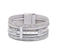 VIBILIA Boho Leather Wrap Bracelets for Women Men Multi-Layer Bracelets with Strong Clasp Jewelry, 7.67, no gemstone