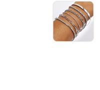 VIBILIA Silver Chain Bracelet Sets for Women Silver Plated Dainty Twist Link Paperclip Bracelets Stackable Adjustable Layered Metal Bracelet Fashion Jewelry, 8.5 inches, Stainless Steel, no gemstone