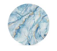 Vibiliyou A Set of 1 Absorbent Round Drink Coasters,Featuring Abstract Blue Marble with Gold Painted Ceramic Stone Design，Wedding Decor,Living Room,Office,and Bar Decoration