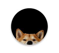 Vibiliyou Absorbent Coasters for Drinks Set of 4 with Cork Base,Funny Coasters Peeking Shiba Inu Dog Round Ceramic Stone Coaster for Wooden Table,Housewarming Gift