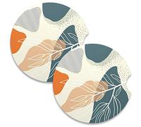 Vibiliyou Advanced Simplicity Absorbent Ceramic Stone & Non-Scratch Cork Base Drink Coasters Cupholder Terrazzo,Absorbent Car Coasters 2 Pack for Cup Holders