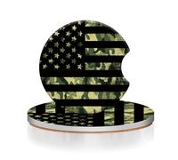 Vibiliyou Coasters A 2-Pack of Absorbent Ceramic Car Coasters with an American Flag Design,Specifically Made for Car Cup Holders,Cute Car Accessories and Ideal Drink Coasters for Both Women and Men