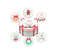 Vibiliyou Coasters A Set of 6 Vintage Santa Claus Coasters,Designed for Tabletop Protection and Serving as Absorbent Drink Coasters for the Coffee Table 4 Inches Each,Christmas Coasters