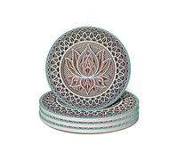 Vibiliyou Mandala Ceramic Coasters for Drinks Set of 4 Cork Base Marble Art Cups Table Mats for Home Decor