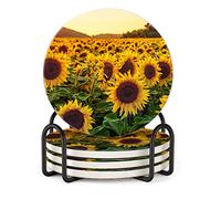 Vibiliyou Sunset and SunflowerCoasters for Drinks Absorbent Drink Coaster Housewarming Hostess Gifts for New Home,House Warming Presents Decor,Wedding Registry,Home Decor