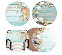 Vibiliyou Tropical Plants Green Pattern White background Car Coasters for Drinks-Set of 2 Pack,Durable Absorbent Ceramics Car Accessories Easy Removal of Auto Cup Holders for Women Men