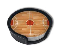 Vibiliyou With Holder Basketball Court Drinks Coasters With Holder,Suitable For Kinds Of Cups,Set Of 6,Ideal for Housewarming Gifts,Wedding Decor,Living Room,Office,and Bar Decoration