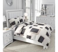 ViblyCoz Double Bed Duvet Cover Set Geometric Square Print 3 Piece Bedding with 1 Duvet Cover and 2 Pillowcases 200x200cm