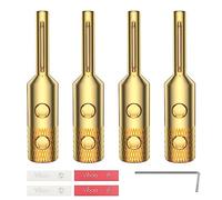 Viborg 4Pcs Pure Copper Gold Plated 5mm Banana Plugs Speaker Amplifier Cable Connector Screw Locking With Heatshrink+Wrench