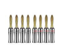 Viborg 8pcs HiFi Speaker Banana Plugs Dual Screws Locking Banana Connector Terminals Gold for Speaker Cables (UST)
