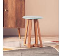 Viborg Blue Bamboo Round Stool with Lattice Design