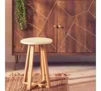Viborg Green Bamboo Round Stool with Lattice Design