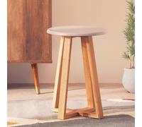 Viborg Grey Bamboo Round Stool with Lattice Design