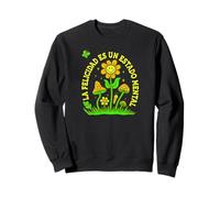 Vibra Feliz Retro con Flor Sonriente y Hongos Psicodélicos Sweatshirt