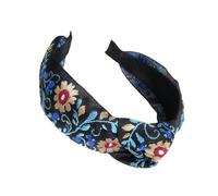 Vibrancy Flower Embroidery Headbands Wide Knotted Hairhoop For Women Girl Great For Festival And Day Of The Dead Event