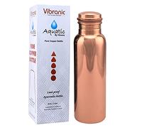 VIBRANIC Aquatic PLAIN Ayurvedic Copper Water Bottle 34oz - Pure Copper Bottle for Sports, Fitness, Yoga - Natural Health Benefits - Made in India