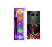 Vibrant 10-Color Face Paint Kit with glow & water-based formulas. Includes 2 brushes, body paint. Essential neon party accessories and Festival Essentials. (#1, 11g)