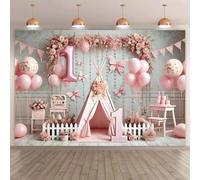 Vibrant 1st Birthday Party Charming Pink Sky Clouds Backdrop Pink 1st Happy Birthday Photography Background One Years Old Backdrop Newborn Baby Shower Party Banner (6x4feet)
