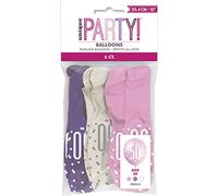 Unique Latex Balloons – Vibrant 50th Glitz Petal Pink & Spring Lavender White – 30cm – 6ct